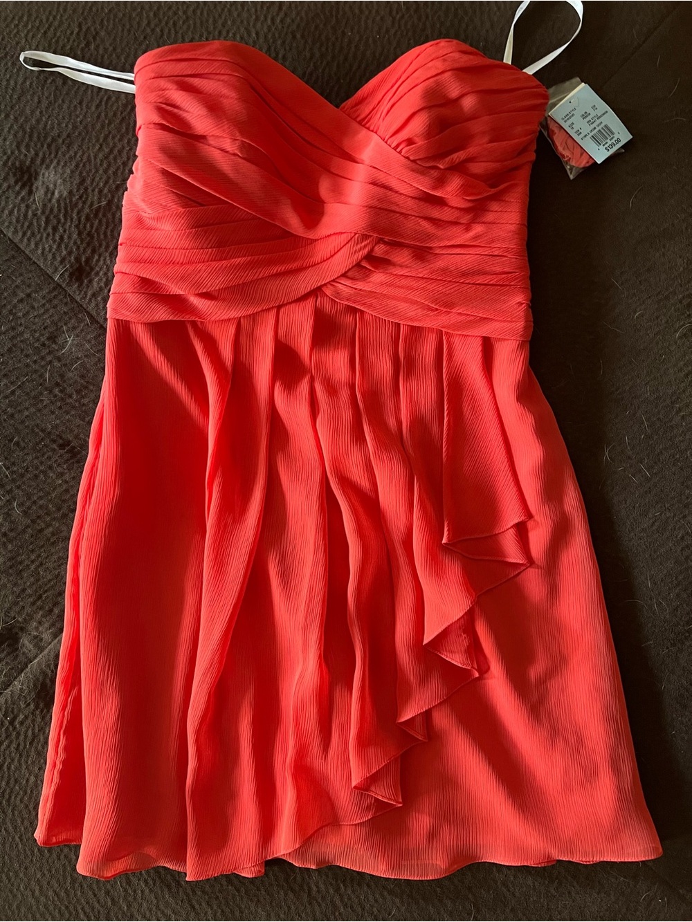 David's Bridal Strapless Coral Sweetheart Cocktail Dress